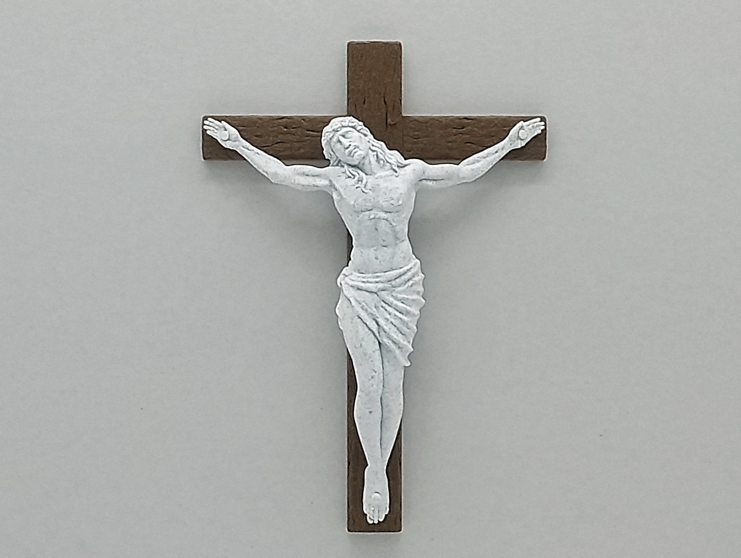 ✝️ Crucifixion of Jesus – 8" Tall Wall Hanging Statue with Wood & Marble Finish