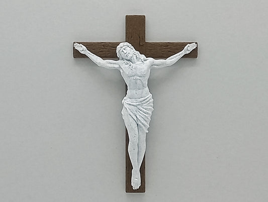 ✝️ Crucifixion of Jesus – 8" Tall Wall Hanging Statue with Wood & Marble Finish