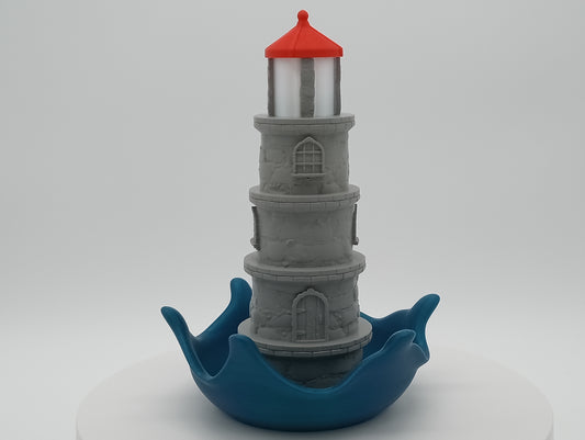 Lighthouse Ring Bowl Nightlight – 3D Printed Coastal Decor with LED Puck Light