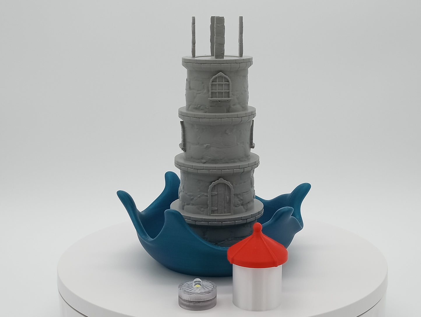 Lighthouse Ring Bowl Nightlight – 3D Printed Coastal Decor with LED Puck Light