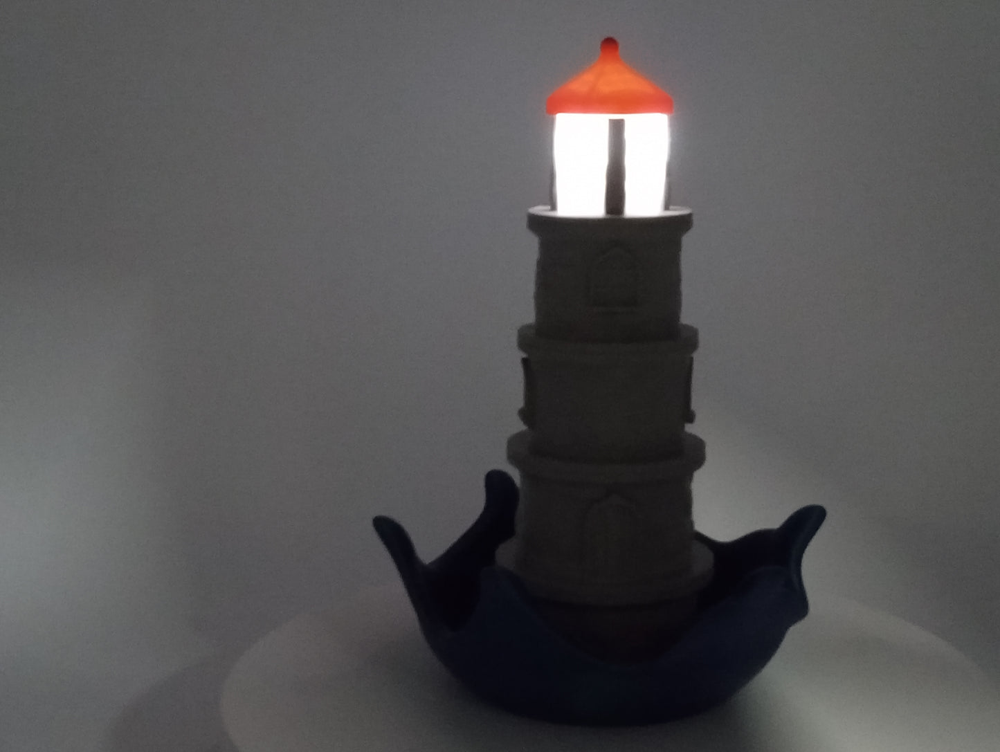 Lighthouse Ring Bowl Nightlight – 3D Printed Coastal Decor with LED Puck Light