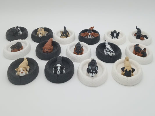 🐶 Baby Flexi Dogs with Bed – 3D Printed Articulated Puppies