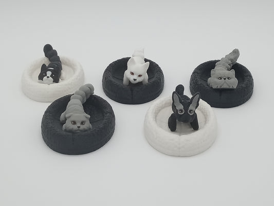 🐾 Baby Flexi Cats with Bed – 3D Printed Articulated Kittens | 5 Breeds Available