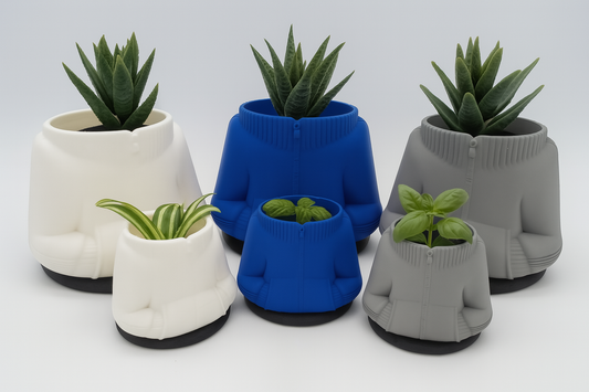 Cozy Sports Sweater Planter – 3D Printed in 2 Sizes & 3 Colors